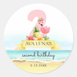 Adesivo Flamingo Rosa Verão Aniversário de 2 anos
