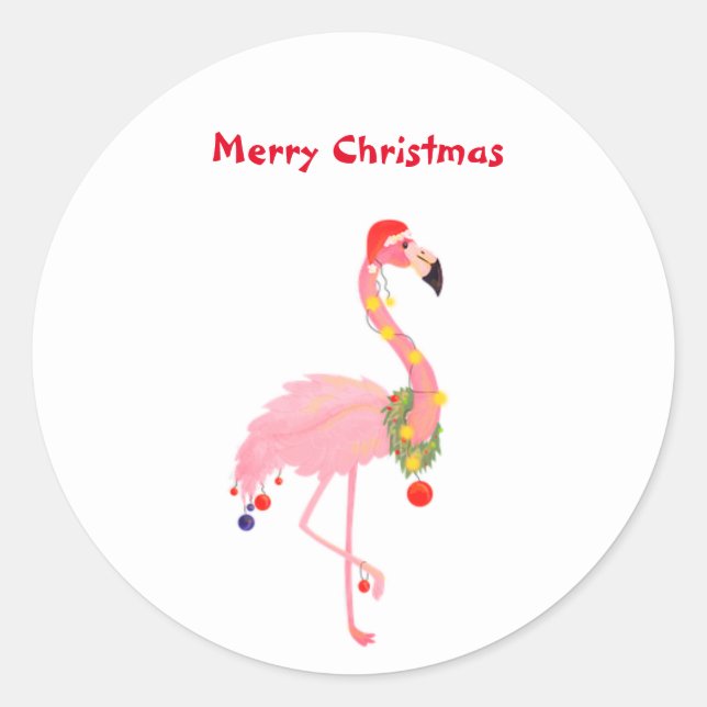 Adesivo Flamingo Santa Hat Feliz Natal Clássico Ronda S (Frente)