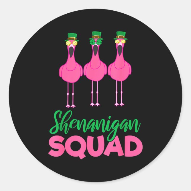 Adesivo Flamingo Squad Funny Lucky St Patricks Day 2020 Te (Frente)