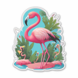 Adesivo Flamingo Stickers Adicionar uma abertura de cor-de