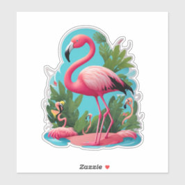 Adesivo Flamingo Stickers Adicionar uma abertura de cor-de