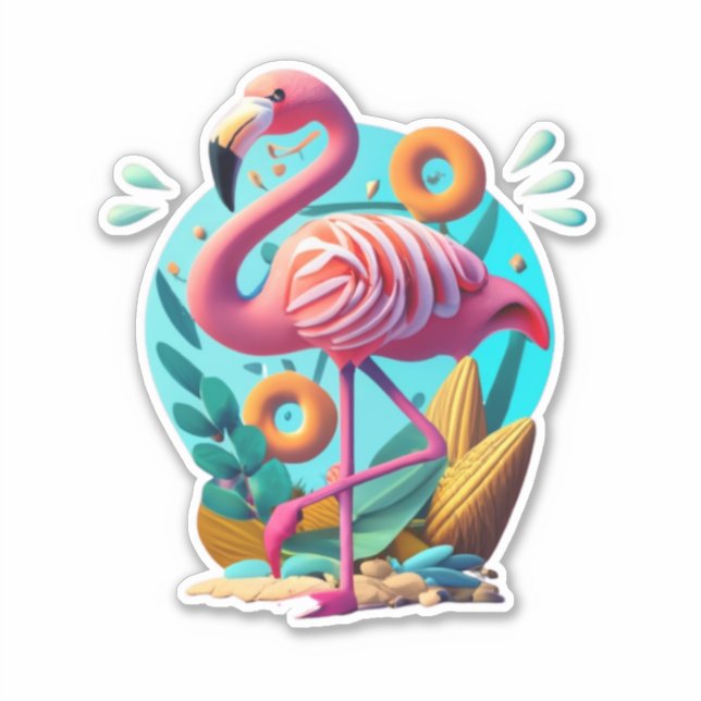Adesivo Flamingo Stickers para iluminar seu dia (Frente)