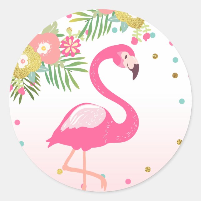Adesivo Flamingo Tropical Birthday Envelope Seal Sticker (Frente)