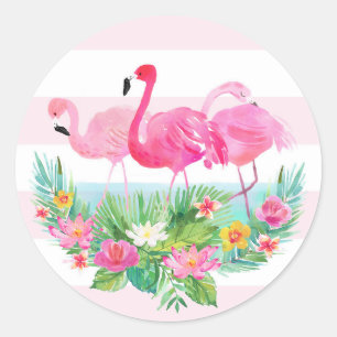 Adesivo Flamingo Tropical Watercolor, Pink Favker