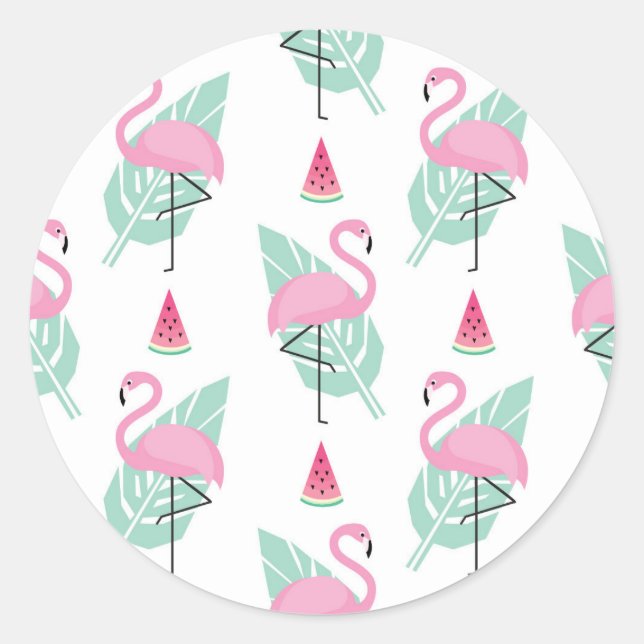 Adesivo Flamingo & Watermelon Pastel Pattern (Frente)
