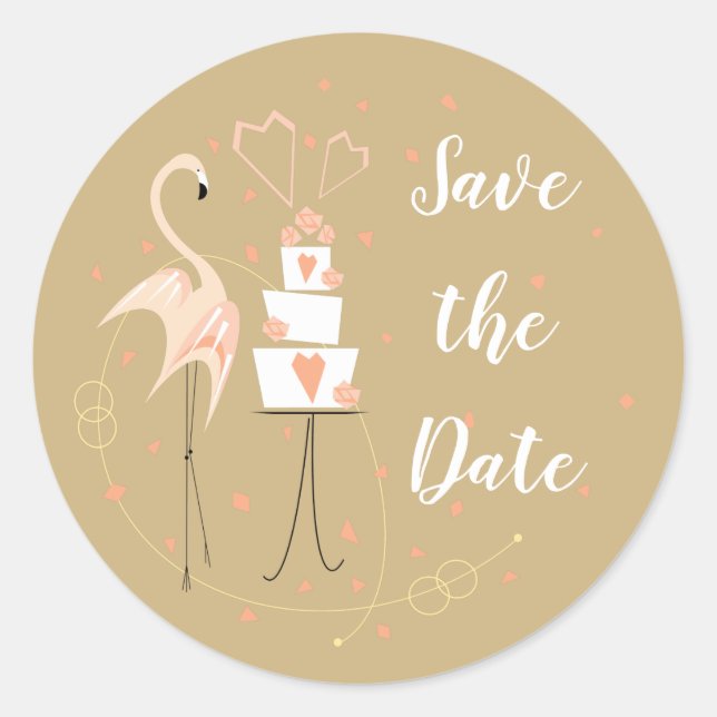 Adesivo Flamingo Wedding Salve a Data em Volta ao Clássico (Frente)