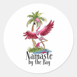 Adesivo Flamingo Yoga Namaste Pelas Palmeiras Da Praia Vi