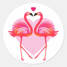 Adesivo Flamingos Amorosos com Moldura de Coração
