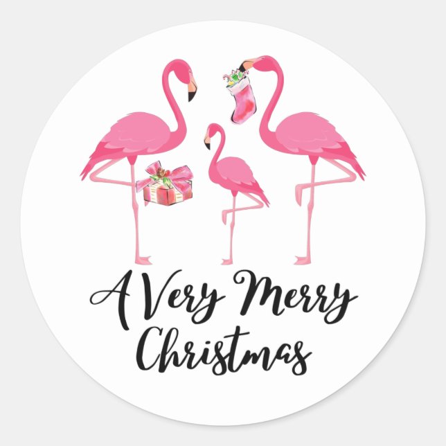 Adesivo Flamingos de Natal Muito Alegre Feriado (Frente)
