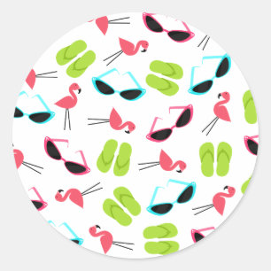 Adesivo Flamingos e óculos escuros Envelope Vinheta selada