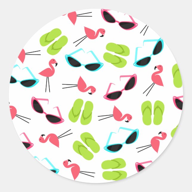 Adesivo Flamingos e óculos escuros Envelope Vinheta selada (Frente)