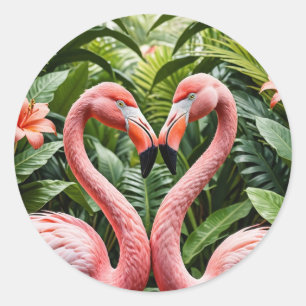 Adesivo Flamingos em Forma de Coração – AMOR Rosa Tropical