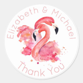 Adesivo Flamingos Tropicais Rosa Obrigado Por Embalagem Fa