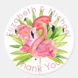Adesivo Flamingos Tropicais Rosa Obrigado Por Embalagem Fa