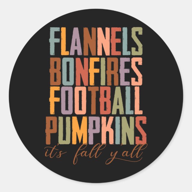 Adesivo Flannels Bonfire Pegbyll Pumpkins É outono Y'al (Frente)