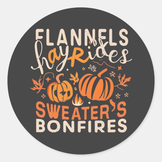 Adesivo Flannels Hayrides Pumpkins Sweater Bonfire (Frente)