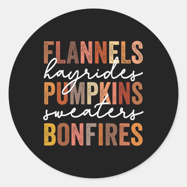 Adesivo Flannels Hayrides Pumpkins Sweater Bonfire (Frente)