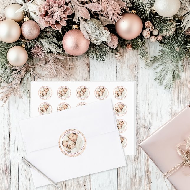 Adesivo Flat Floral Rosa Vintage Personalizável (Shabby Chic Christmas Small Stickers)