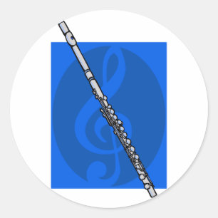 Adesivo Flauta com fundo azul do Clef de triplo