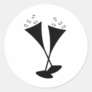 Adesivo Flautas de Champanhe em Preto e Branco