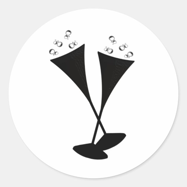 Adesivo Flautas de Champanhe em Preto e Branco (Frente)