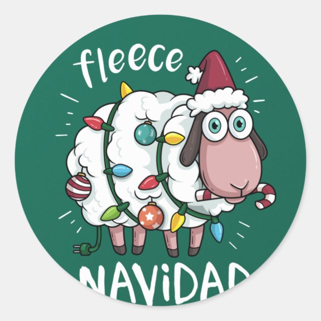 Adesivo Fleece Feliz Navidad Funny Cute Sheep Christmas (Frente)