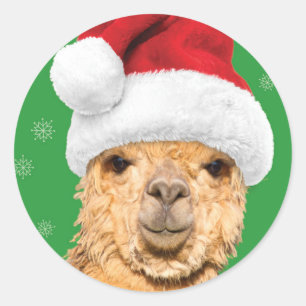 Adesivo Fleece Navidad Christmas Llama com Papai Noel