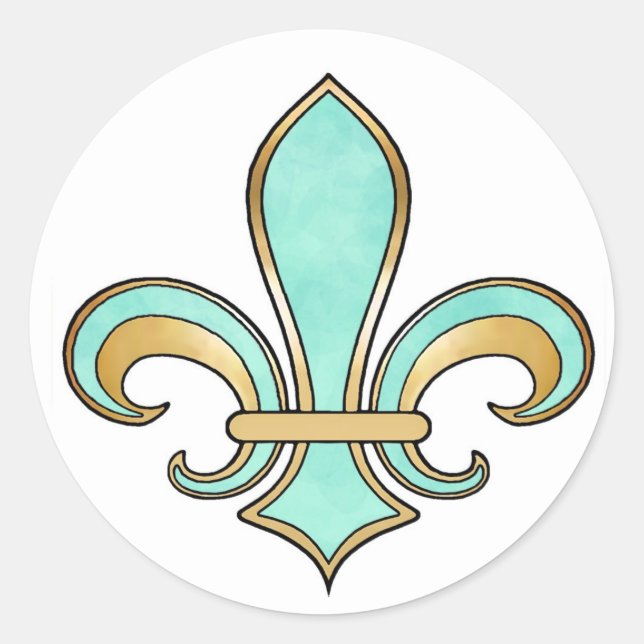 Adesivo Fleur de Lis a cores sólidas - Turquoise Aqua (Frente)