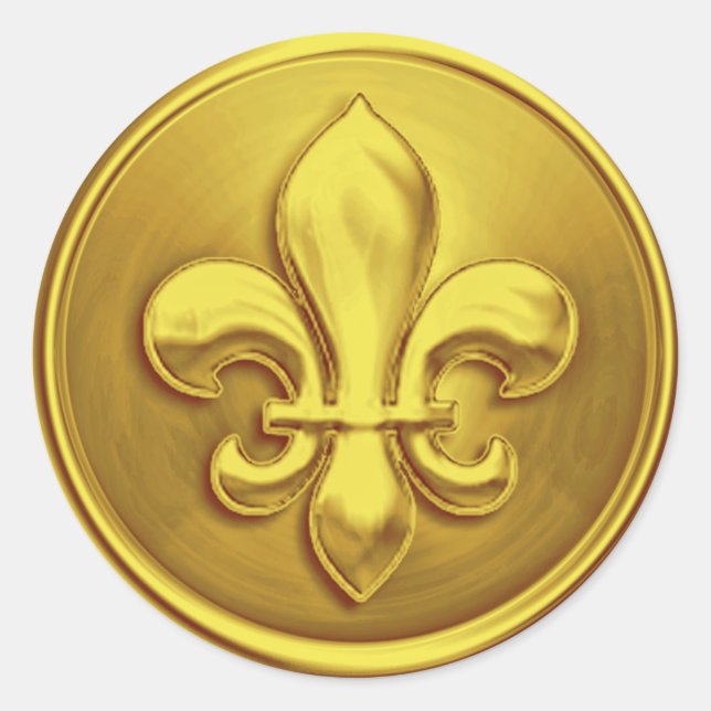 Adesivo Fleur de Lis Amarelo Envelope Selo Emboscada (Frente)