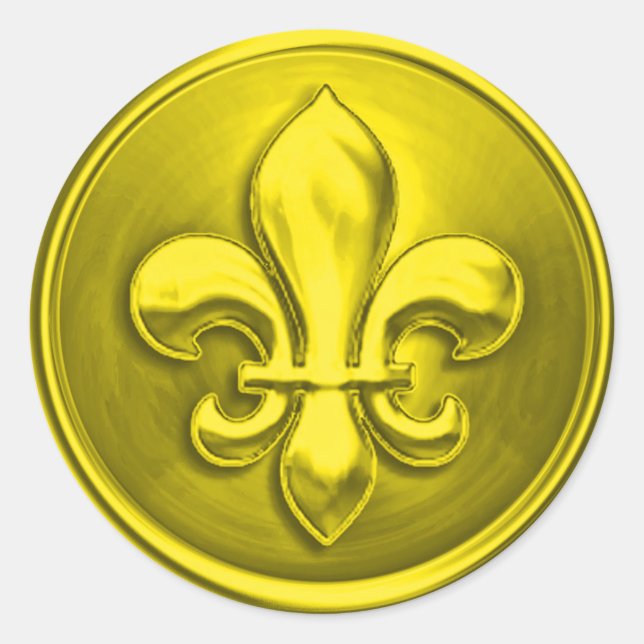 Adesivo Fleur de Lis Amarelo Envelope Selo Emboscada (Frente)