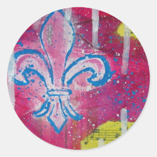 Adesivo Fleur de Lis com magenta, azul e amarelo