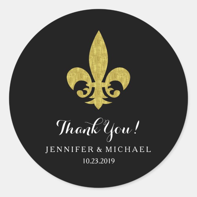 Adesivo Fleur de Lis, Dourada Elegante, para casamentos de (Frente)