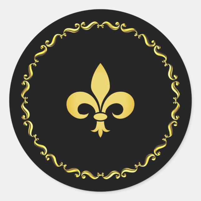 Adesivo Fleur de Lis Dourada em Preto (Frente)