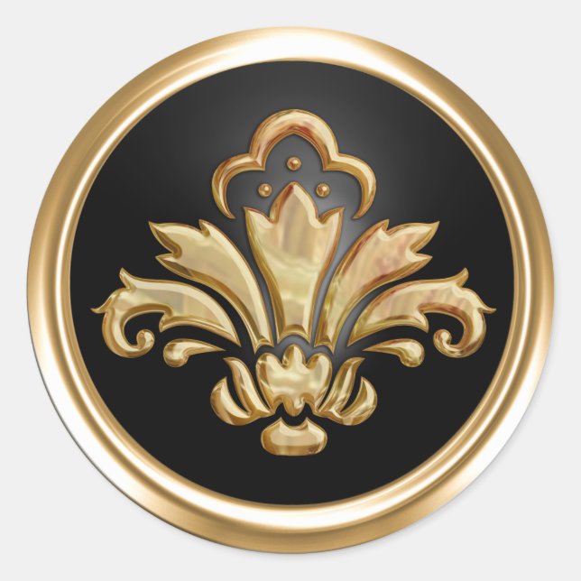 Adesivo Fleur de Lis Dourado no selo do envelope preto (Frente)
