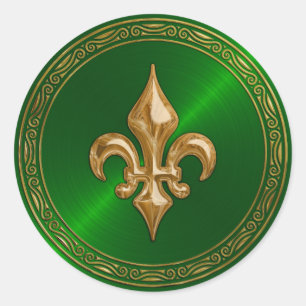 Adesivo Fleur de Lis e Selo de Envelope Green Sheen e Dour