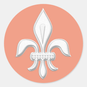 Adesivo Fleur de Lis em branco, rosa claro-coral/pêssego