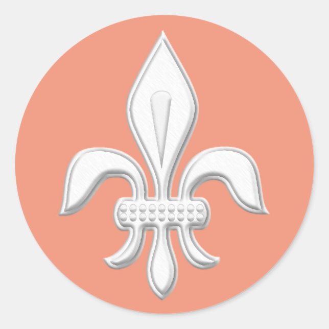 Adesivo Fleur de Lis em branco, rosa claro-coral/pêssego (Frente)