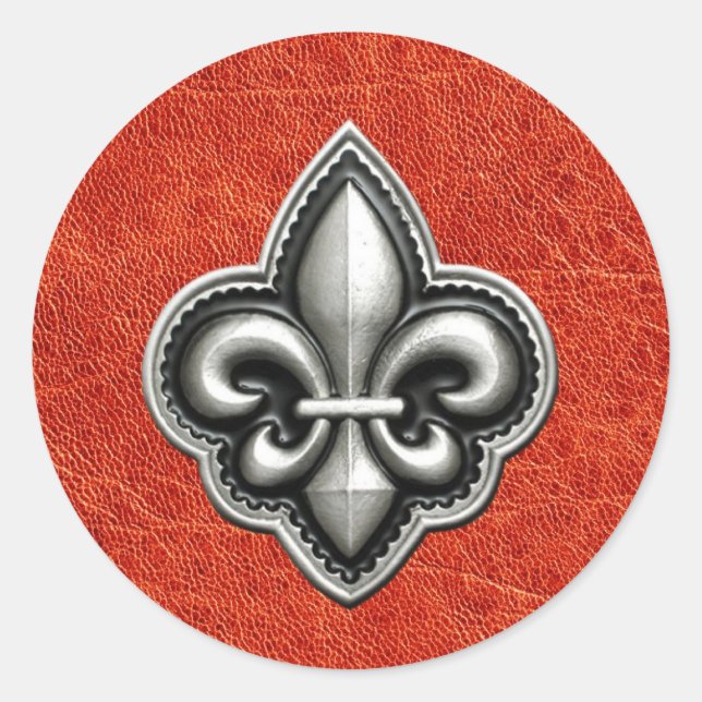 Adesivo Fleur de Lis em Red Leather Look (Frente)