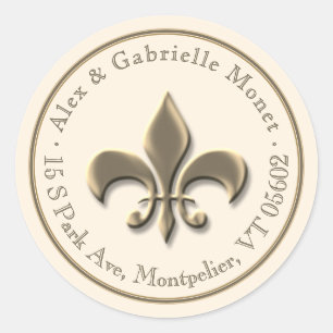 Adesivo Fleur de Lis Endereço Metálico Dourado de Imersão
