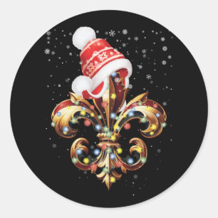 Adesivo Fleur De Lis Enfeites de natal Com Santa Hat Xma