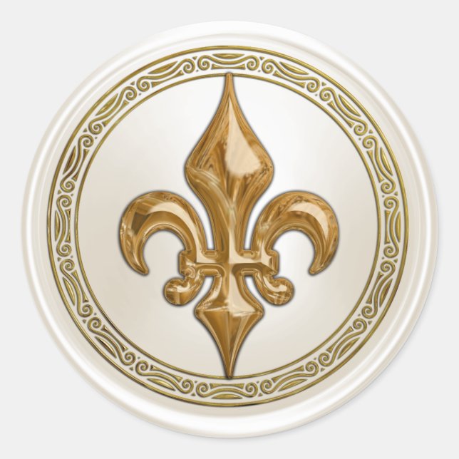 Adesivo Fleur de Lis Envelope Fleur de Ivory e Dourada (Frente)