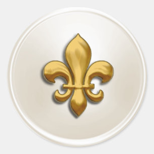 Adesivo Fleur de Lis Envelope Seal de Ivory e Dourado