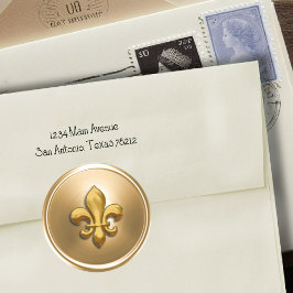 Adesivo Fleur de Lis Envelope Seal Dourado