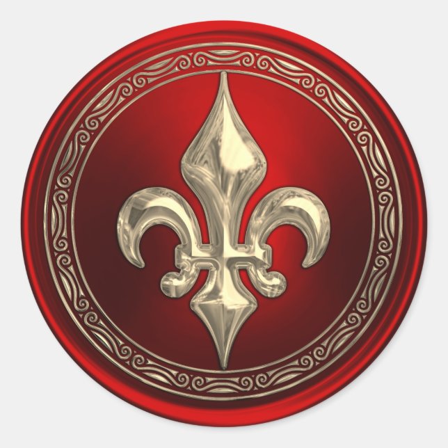 Adesivo Fleur de Lis, Fleur de Lis, Seal de Envelope Verme (Frente)