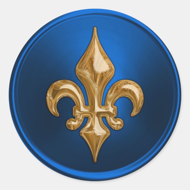 Adesivo Fleur de Lis, Fleur de Lis, selo azul e Dourado (Frente)