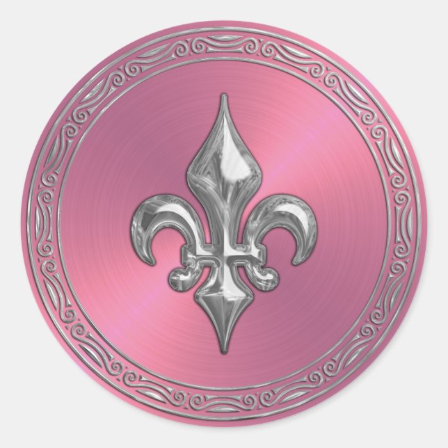 Adesivo Fleur de Lis, Flor de Envelope Rosa, (Frente)