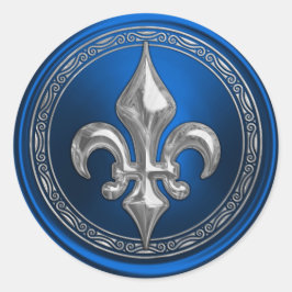 Adesivo Fleur de Lis, Flor de Lis, azul e prata