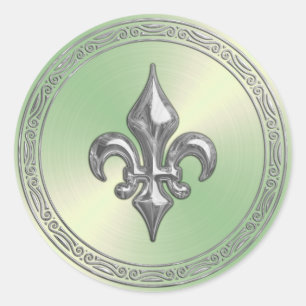 Adesivo Fleur de Lis, Flor Verde e Selo de Envelope de Pra