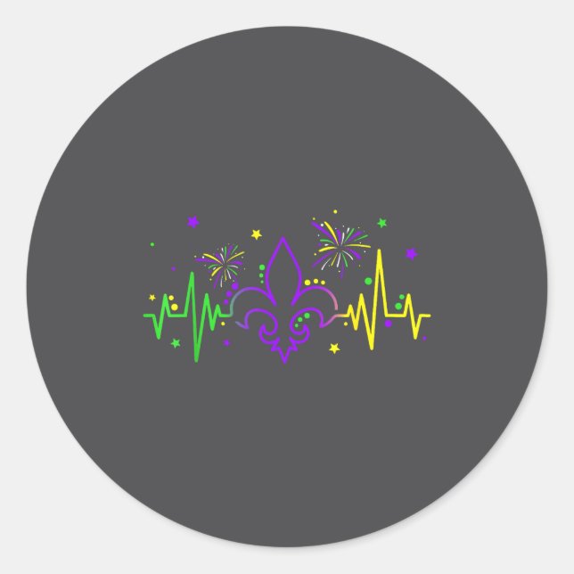 Adesivo Fleur De Lis Heartbeat Nurse Mardi Gras Carnival M (Frente)