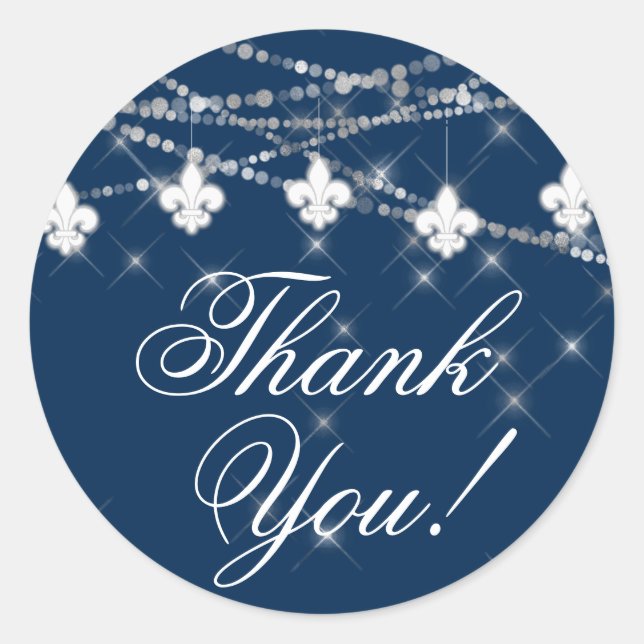 Adesivo Fleur de Lis Luzes Azuis-Marinho | Agradecimento R (Frente)